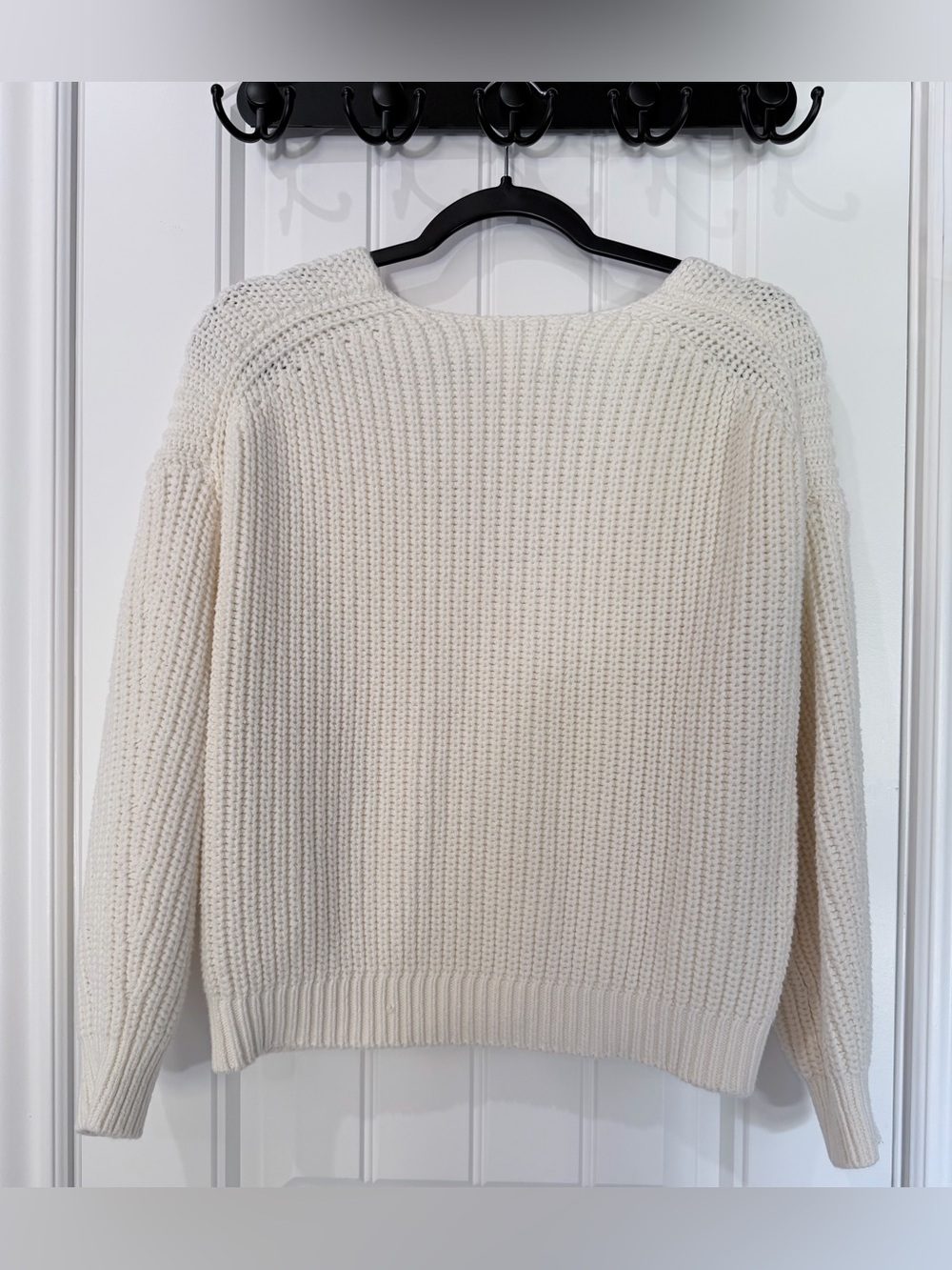 Maeve by Anthropologie Cream Chunky V-Neck Knit Sweater - Picture 5 of 5